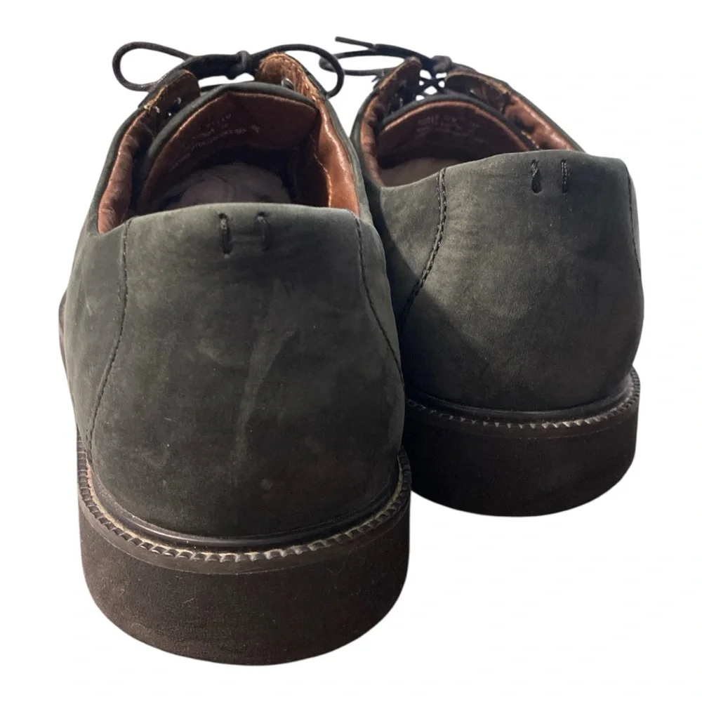 CLARKS Green Suede Oxfords Mens Sz 12 Gray Waterproof Lace up Preppy Derby Shoes